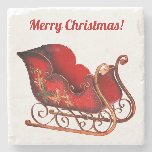Merry Chrustmas Stone Coaster (Front)