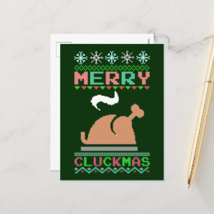 Merry Chuckmas - Xmas Roasted Turkey Ugly Sweater Holiday Postcard