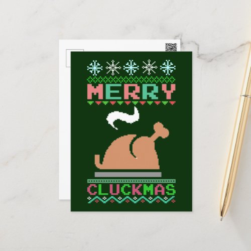 Merry Chuckmas _ Xmas Roasted Turkey Ugly Sweater Holiday Postcard