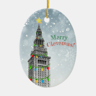 MERRY CLEVEMAS Cleveland Christmas PERSONALIZE IT Ceramic Ornament
