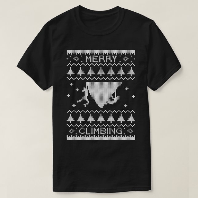 Merry Climbing Christmas bouldering belay T T-Shirt (Design Front)
