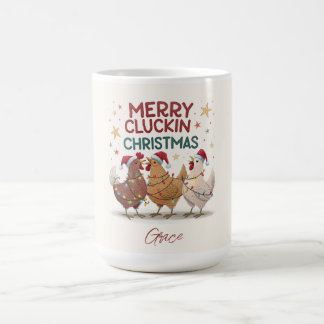 Merry Cluckin Christmas Chickens Personalized Coffee Mug