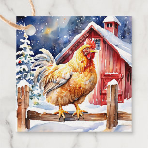 Merry Cluckin' Christmas Funny Chicken Favor Tags