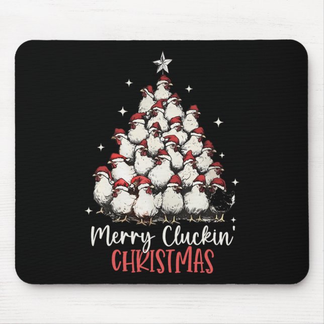 Merry Cluckin Christmas Funny Christmas Chickens F Mouse Pad (Front)