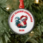 Merry Cluckin Christmas Metal Ornament