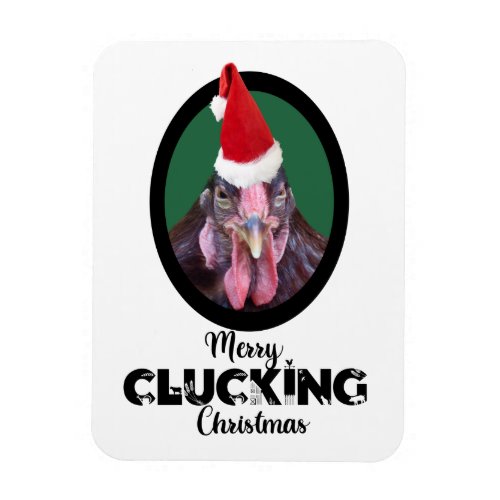 Merry Clucking Christmas Chicken Hat  Holiday Magnet