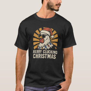 Merry Clucking Christmas Chicken Sunglasses Retro T-Shirt