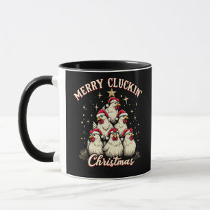 Merry Clucking Christmas Funny Chicken Roosters  Mug