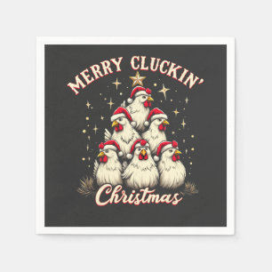 Merry Clucking Christmas Funny Chicken Roosters  Napkins