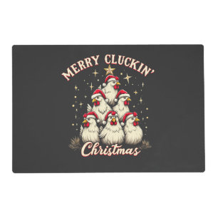 Merry Clucking Christmas Funny Chicken Roosters Placemat