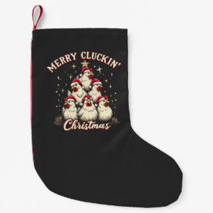 Merry Clucking Christmas Funny Chicken Roosters Small Christmas Stocking