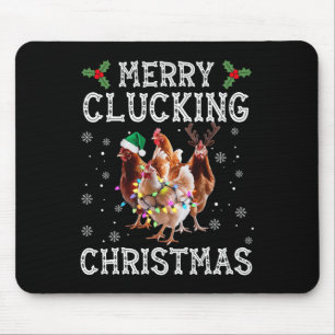 Merry Clucking Christmas Funny Chicken Santa Hat X Mouse Pad