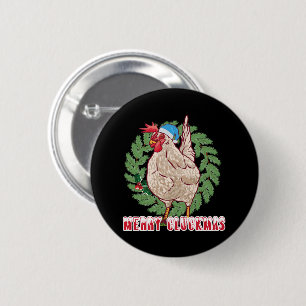 Merry Cluckmas - Christmas Chicken Button