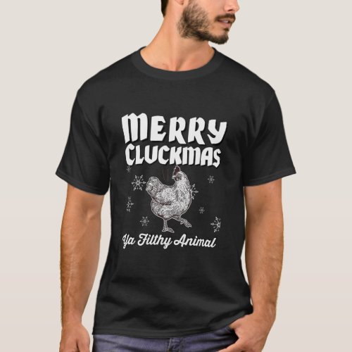 Merry Cluckmas Funny Chicken Christmas Retro T_Shirt