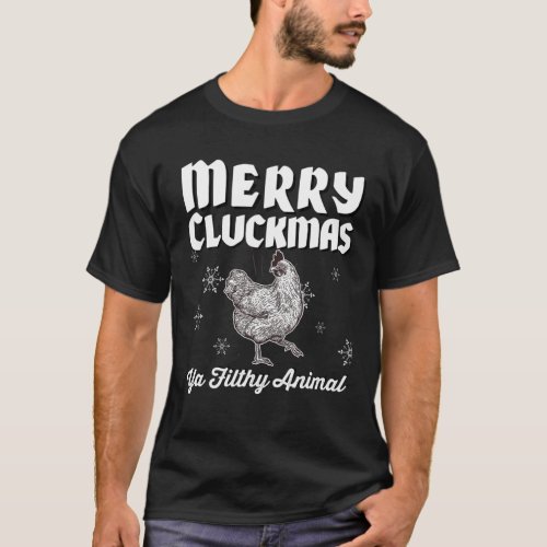 Merry Cluckmas Funny Chicken Christmas Retro Vinta T_Shirt