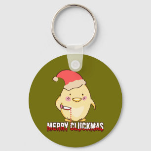 Merry Cluckmas, Funny Christmas Chicken Keychain