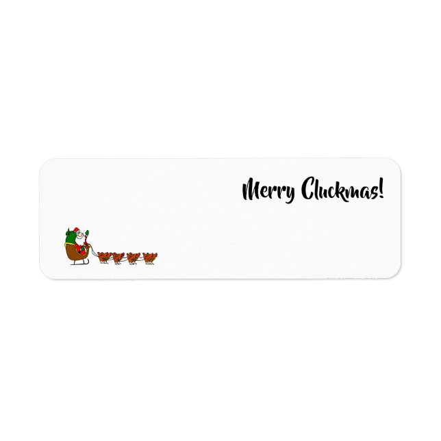 Merry Cluckmas! Santa Claus And Chickens Label (Front)
