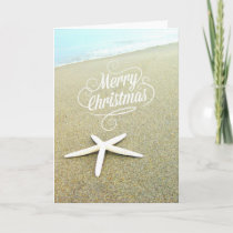 Merry Coastal Beach Christmas Starfish Card