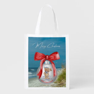 Merry Coastal Christmas Hilton Head Island Beach Grocery Bag