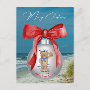 Merry Coastal Christmas Hilton Head Island Beach Holiday Postcard
