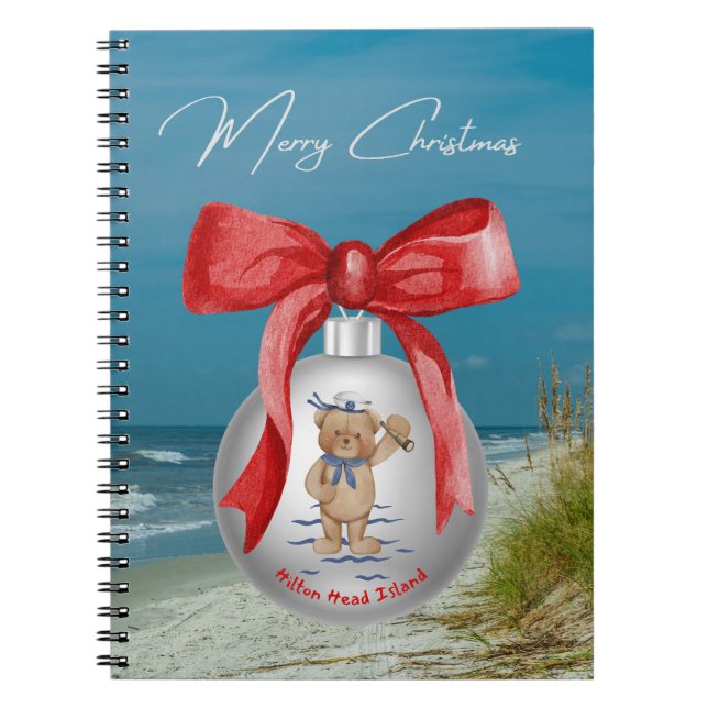 Merry Coastal Christmas Hilton Head Island Beach Notebook (Front)