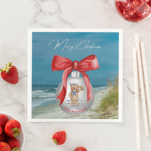 Merry Coastal Christmas Hilton Head Island Beach Paper Dinner Napkins
