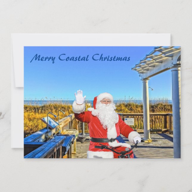 Merry Coastal Christmas Hilton Head Island Santa Holiday Card (Front)