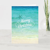 Merry Coastal Christmas Ocean Beach Card