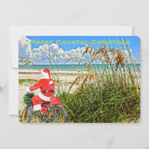 Merry Coastal Christmas Sanibel Island Beach Santa Holiday Card