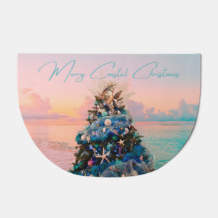 Merry Coastal Christmas Tropical Beach HolidayTree Doormat