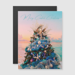 Merry Coastal Christmas Tropical Magnetic Card