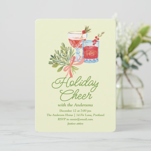 Merry Cocktails Holiday Party Card
