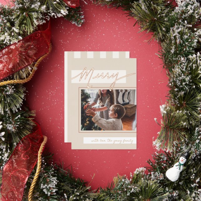 Merry Color Block Foil Holiday Photo Card (Insitu)