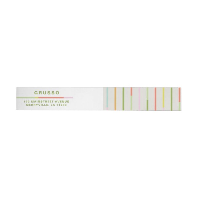 Merry colorful bright fun lines christmas wrap around label (Individual)