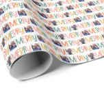 Merry colorful Christmas photo fun Wrapping Paper<br><div class="desc">Merry Christmas presents! This fun colorful wrapping paper features a playful "merry" pattern along with two photos repeating across this festive holiday gift wrap. Personalize your presents with this unique Christmas wrap. This original paper by Lea Delaveris Design is part of the Fa la la and Ho ho ho collection...</div>