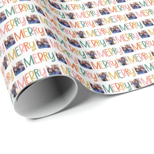 Merry colorful Christmas photo fun Wrapping Paper