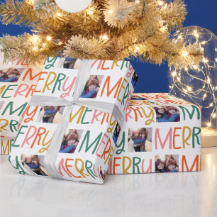 Merry colorful Christmas photo fun Wrapping Paper