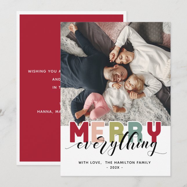 Merry colorful Holiday Photo card (Front/Back)
