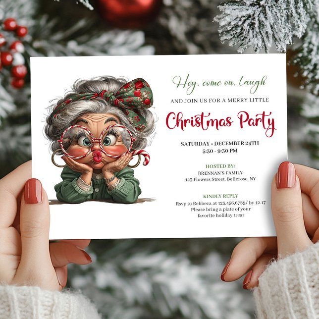 Merry Comic Grandma Christmas Gathering Invitation (Merry Comic Grandma Christmas Gathering Invitation)
