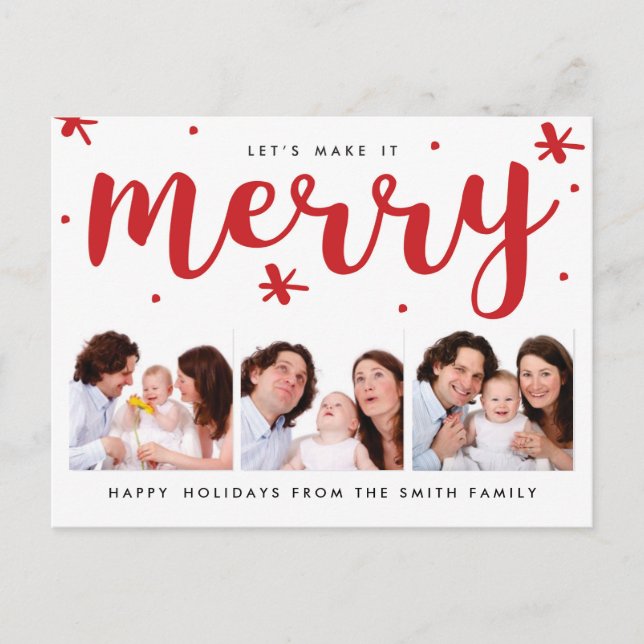 Merry Confetti Christmas Post Card (Front)