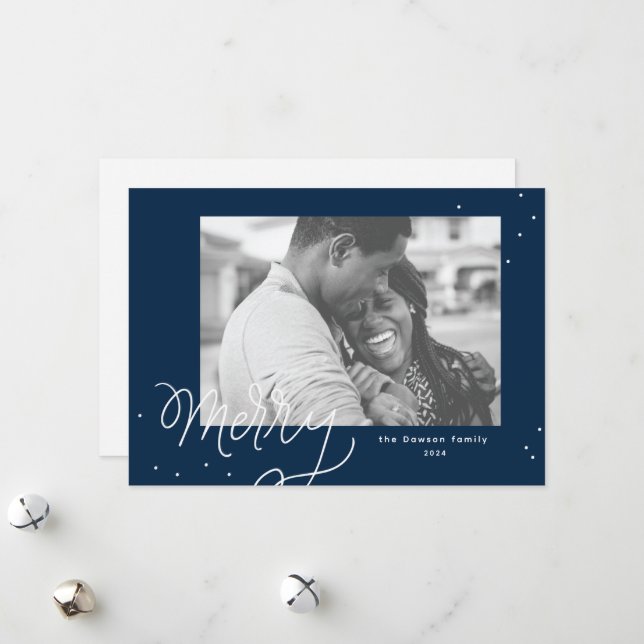 Merry Confetti Festive Photo Holiday Card (Front/Back In Situ)