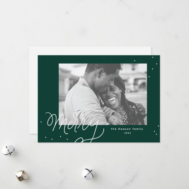 Merry Confetti Festive Photo Holiday Card (Front/Back In Situ)