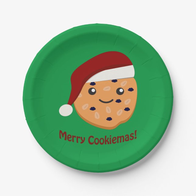 Merry Cookiemas Christmas cookie Paper Plates (Front)
