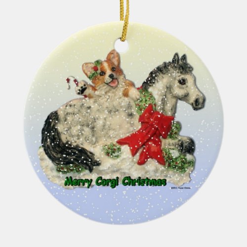 Merry Corgi Christmas  Corgi  Pony ornament