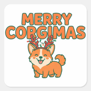 Merry Corgimas Funny Corgi Christmas Dog Mom Gift Square Sticker