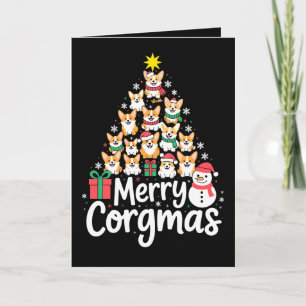 Merry Corgmas Christmas Corgi Dog Tree Snowman Card