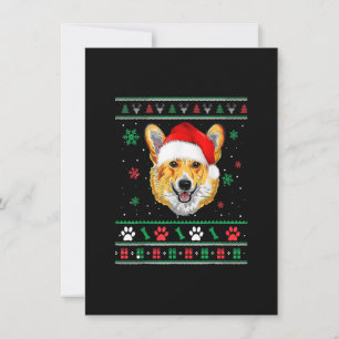 Merry Corgmas Christmas Ugly Xmas Corgi Santa Hat  Invitation