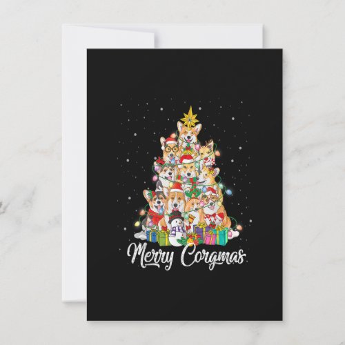 Merry Corgmas Corgi Christmas Tree Fairy Lights Do Invitation