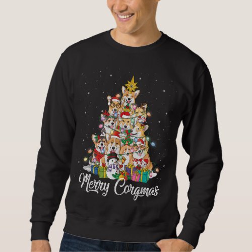 Merry Corgmas Corgi Christmas Tree Fairy Lights Do Sweatshirt