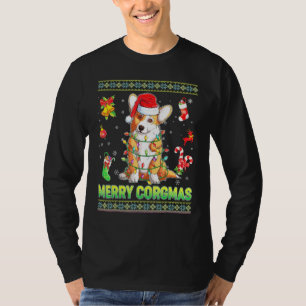 Merry Corgmas Corgi Dog Christmas Lights Xmas Swea T-Shirt